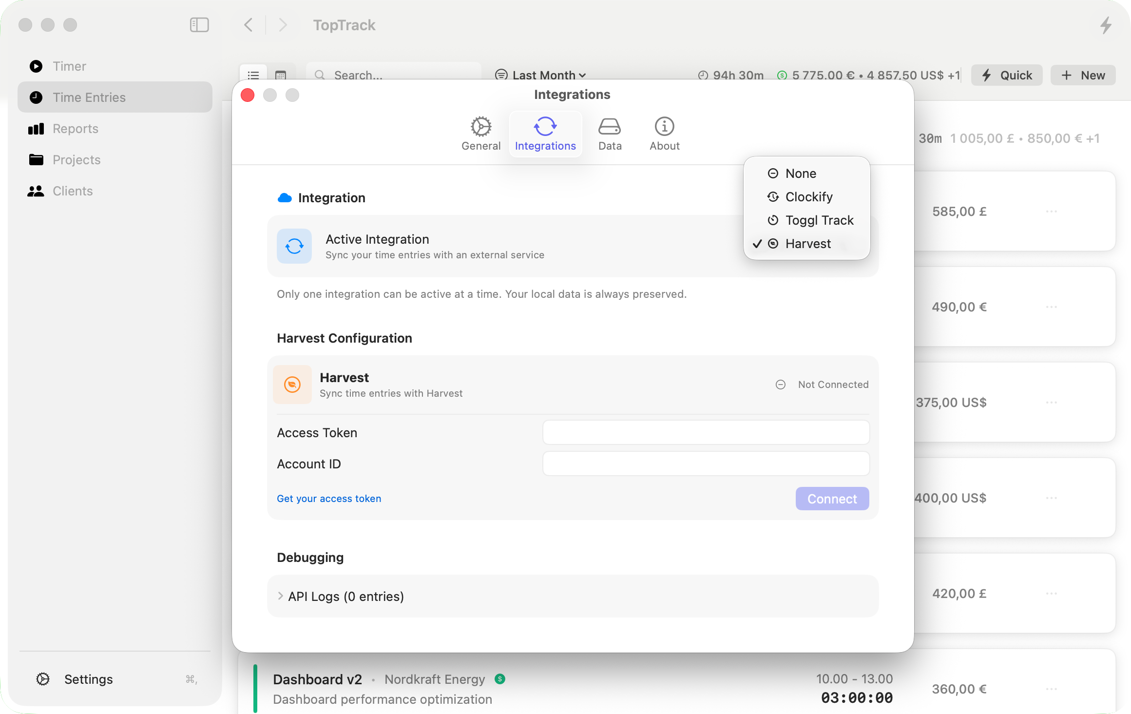 Integrations Settings